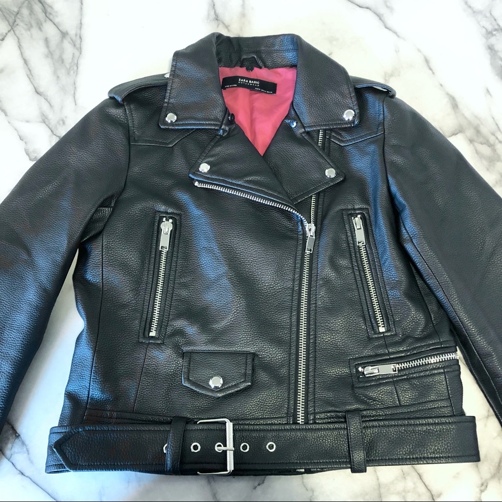 Faux Leather Jacket with Detachable Fur Collar